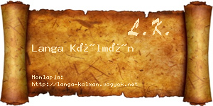 Langa Kálmán névjegykártya