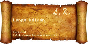 Langa Kálmán névjegykártya